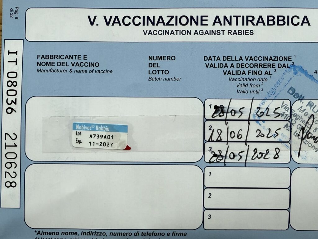 Passaporto Europeo per Animali da compagnia - vaccinazione antirabbica